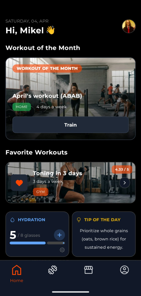 Total Fitness App Interface
